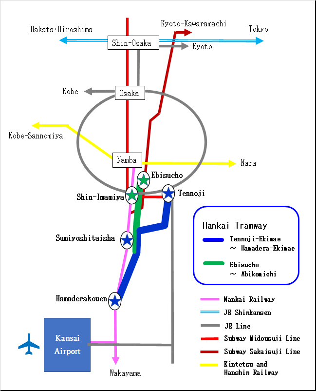 Route map around Osaka